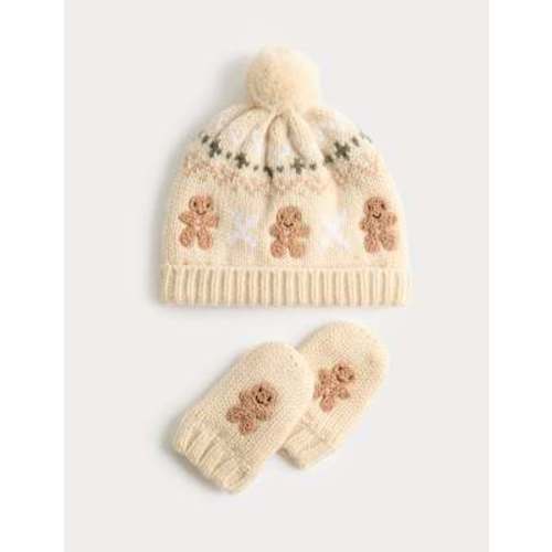 2pc Patterned Hat and Mitten Set (0-3 Yrs)