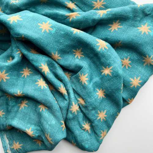 Catholic Baby Swaddle Muslin Blanket | Guadalupe Stars