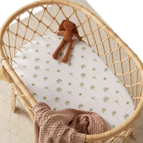 Green Palm Organic Baby Bassinet Sheet & Change Pad Cover | Snuggle Hunny