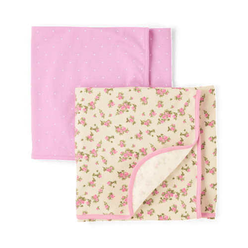 Baby Girls Floral Swaddle Blanket 2-Pack - Pink