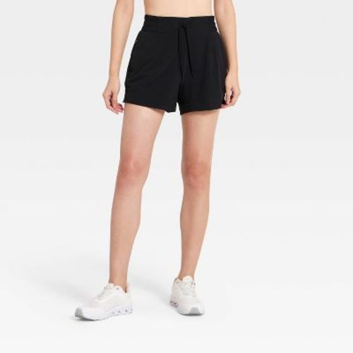 Women's Active Light Woven Mid-Rise Shorts 4" - All In Motion™ Black L