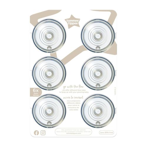 Tommee Tippee Natural Start Baby Bottle Nipples, Breast-Like for A Natural Latch, Anti-Colic Valve, Soft Silicone, Medium Flow, 3+ Months, Pack of 6
