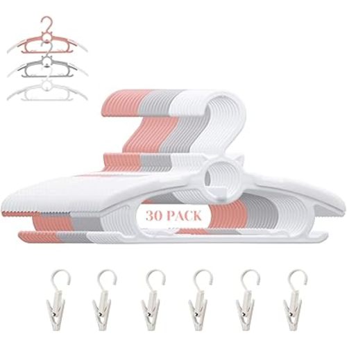 Baby Nursery Closet Hangers, Non-Slip and Extendable Laundry Infant Pant Hanger for Newborn Clothes 30pcs hangers11-14'' Adjustable Children Coat Hanger for Girl Boy Toddler Kids Child