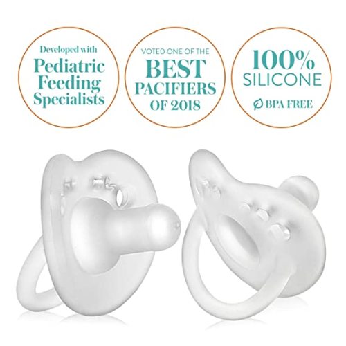 Evenflo Feeding Balance Plus Stage 1 Cylindrical Baby, Newborn and Infant Pacifier - Developed with Pediatric Feeding Specialists - 0 to 6 Months - Clear - (Pack of 6)