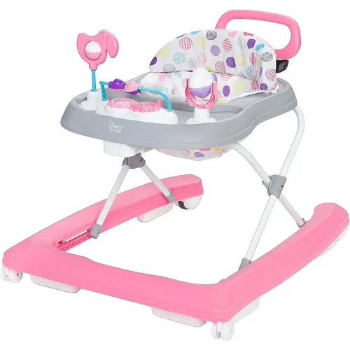 Smart Steps Trend Plus 2-in-1 Activity Walker with Deluxe Removable Toys, Walk-Behind Bar, Adjustable Height and Flat Fold Frame for Storage, Ages 6 Months +, Orbits Pink