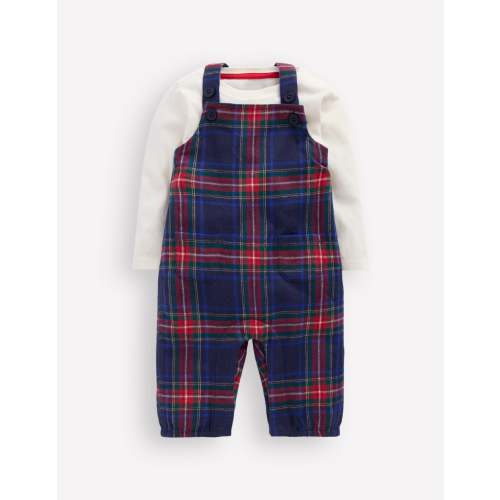 Nostalgic Romper Set-Navy Check