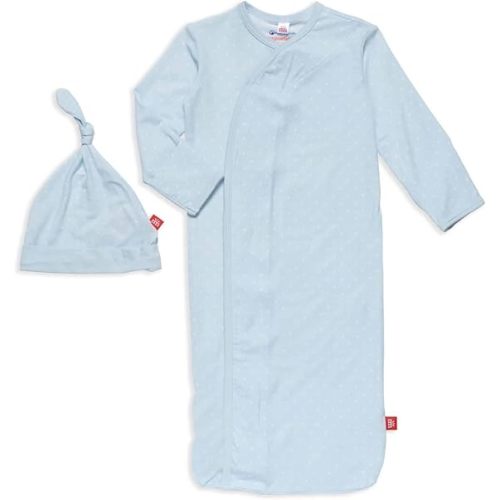 Magnetic Me Modal Newborn Sleeper Gown & Hat Set | Silky Soft Modal Fabric Sleep Sack | Pin Dot Blue | 0-3 Months