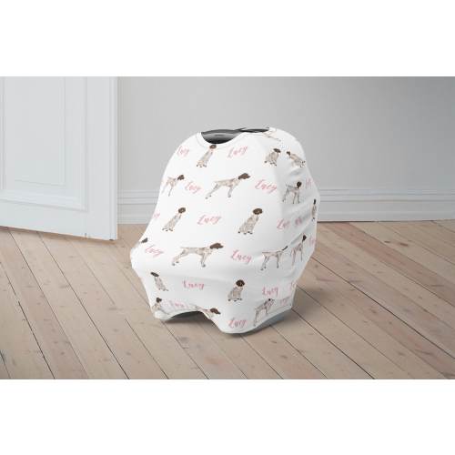 Custom Baby Car Seat Cover, GSP Baby Carseat Canopy, German Shorthaired Pointer Dog Personalized Car Seat Canopy for Boys Girls
