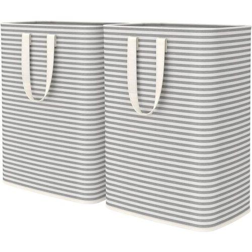 Lifewit Laundry Hamper Large Collapsible Laundry Baskets, Freestanding Waterproof Clothes Hamper with Easy Carry Handles in Laundry Room Bedroom Bathroom College Dorm for Adults, Gray, 2 x 65L