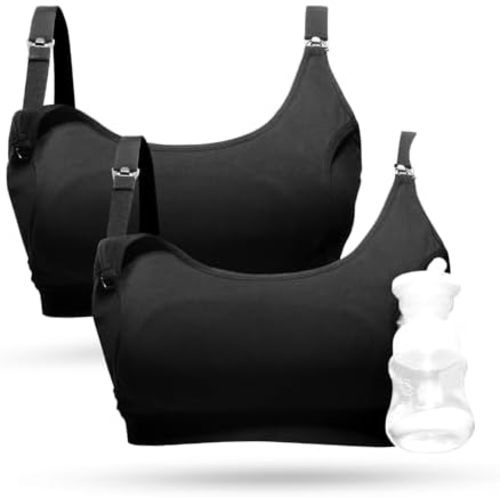 Momcozy Pumping Bra Hands Free, Cotton Pumping & Nursing Bra in One