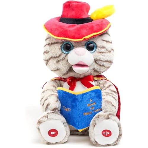 Cuddle Barn - Sir Catsby The Storyteller | Cat Animated Storytelling Stuffed Animal Plush Toy Reads 5 Fairy Tales, Mouth Movement, Swaying Motion, Lights Up, 12 inches