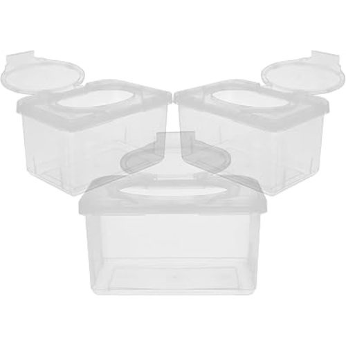 Ciieeo Portable Baby Wipes Dispenser Box 3 Pack Wet Tissue Holder with Lid - Compact Storage Container for Home Travel and Nursery