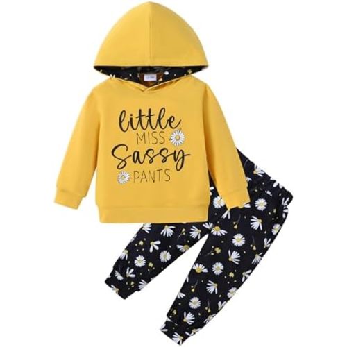 ZOEREA Toddler Girls Clothes Baby Outfits Letter Hoodie Sweatshirts Flower Sweatpants 2Pcs Tracksuit Fall Winter Clothing