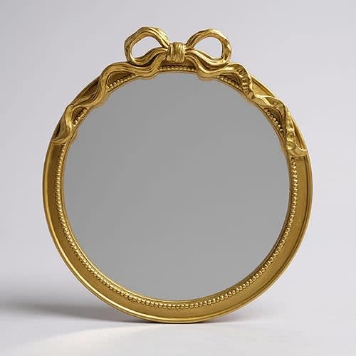 24-Inch Gold Bow Resin Mirror – Perfect Decorative Accent for Nursery and Elegant Baby Room Decor (Gold, 26x24in)