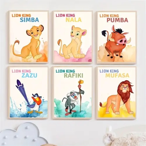 6pcs lion king watercolor canvas art prints - Temu