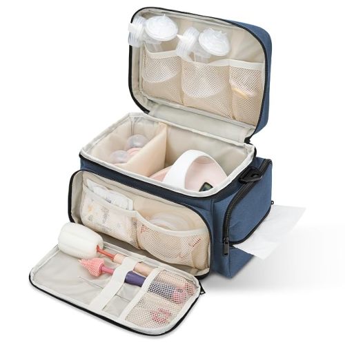 Breast Pump Bag Fit for Spectra S1 and S2, Pumping Bag with Waterproof Mat for Pump Accessories, Portable Pump Carrying Case for Work, Travel and Family Use, Black