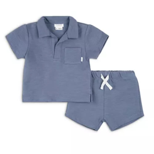 Firsts by Petite Lem Boys' Short Sleeved Polo Top & Shorts Set - 3 month