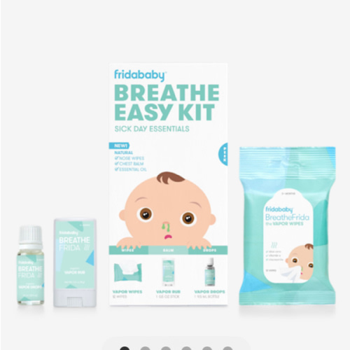 Frida Baby Breathe Easy Kit Sick Day Baby Essentials - Vapor Wipes, Vapor Rub + Organic Vapor Drops to Help Baby Breathe Easy, Natural Baby Congestion Relief