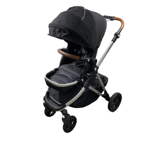 Mockingbird Single 2.0 Stroller, 2025, Black, Silver With Penny Leather, Windowpane