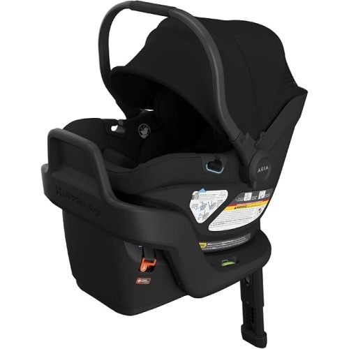 UPPAbaby Aria V2 Siège auto léger pour bébé, un peu moins de 2,7 kg, base avec pied de charge, insert pour bébé + couvre-pied toutes saisons inclus, fixation directe de la poussette - James (noir)