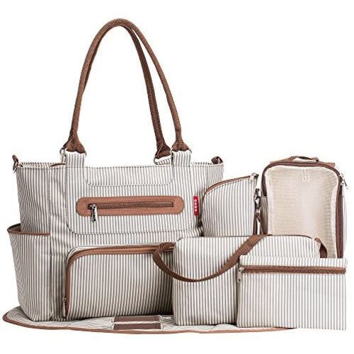 SoHo Grand Central Station Diaper Bag 7Pc, Striped