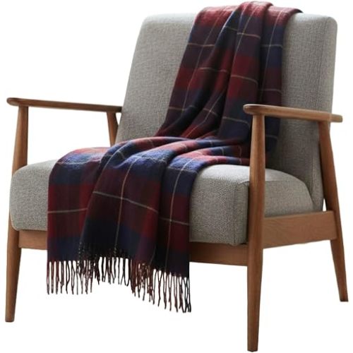 Lavish Home Throw Blanket, Blue and Red Plaid, 50” x 60”
