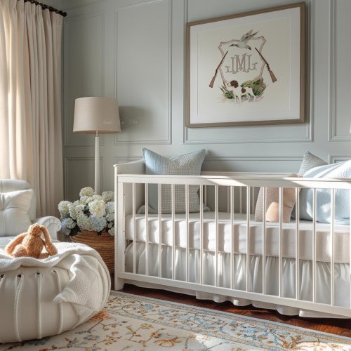 Hunting Dog Nursery Art: Crest Monogram, Baby Boy Room (Printable)