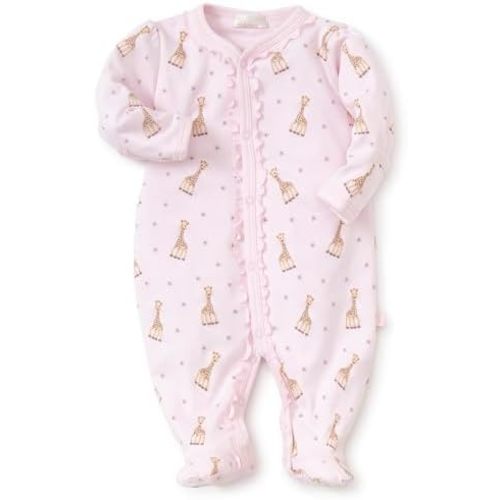 kissy kissy Baby Girls Sophie La Girafe Print Snap Front Footie Pajamas, Pink, 0-3 Months or Newborn