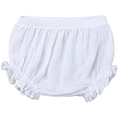 Cotton Linen Bloomers for Baby Girls Newborn Loose 𝐃iaper 𝐂overs Ribbed Ruffled Solid Underwear Infant Cover up