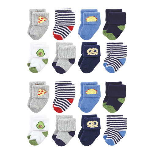Hudson Baby Cotton Rich Baby Terry Socks 16-Pack, Snacks, 0-6 Months