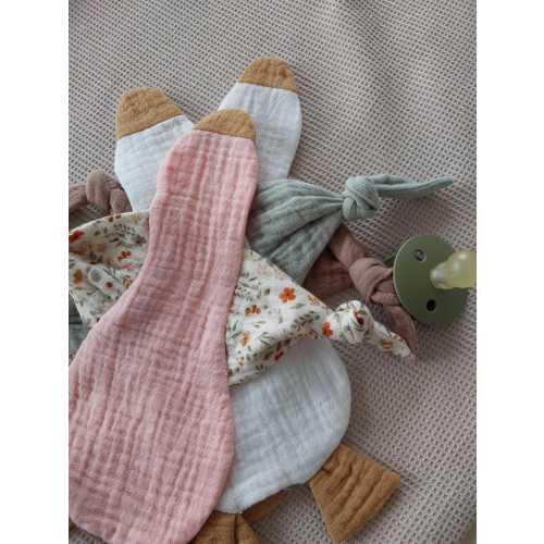 Sensory Baby Cloth, Duck Pacifier Clip, Newborn Gift, Binky Goose Lovey, Soft Muslin Dummie Holder, Crib Toy, New Mom gifts