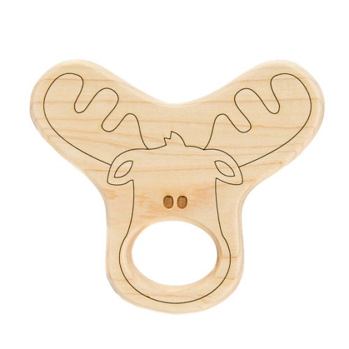 Wood Teether Moose Personalized wooden toy by littlesaplingtoys