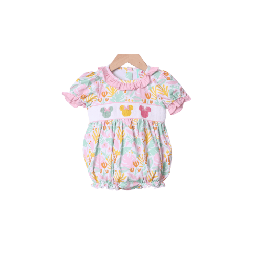 Smocked Mouse Tropical Floral Bubble
