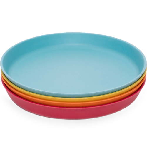 WeeSprout Kid-Sized Bamboo Plates, 4 Pack, Without Lids