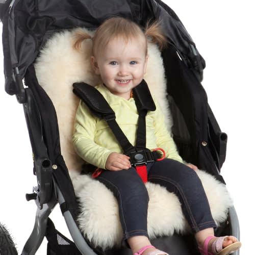 Merino Sheepskin Stroller & Car Seat Liner – Universal Baby Seat Insert, Cooling & Warm