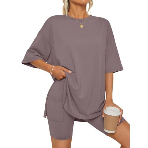 LILLUSORY Womens Lounge Sets Shorts 2 Piece Matching Pajamas Summer Outfits 2026 Casual Oversized Sweatsuits Spring Clothes