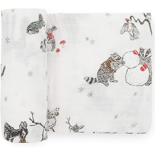 Little Unicorn Premium Cotton Swaddle Baby Blanket | Breathable Fabric | for swaddling, Play, Nursing & More (Snow Day)