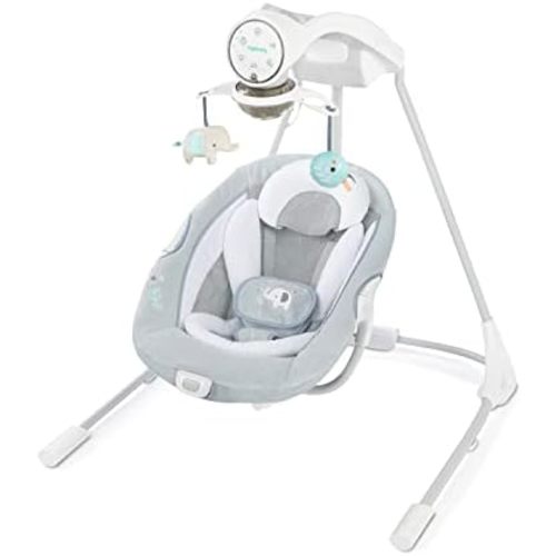 Ingenuity InLighten Soothing Swing - Swivel Infant Seat, Soothing Sounds, Lightweight Mesh - Dakota
