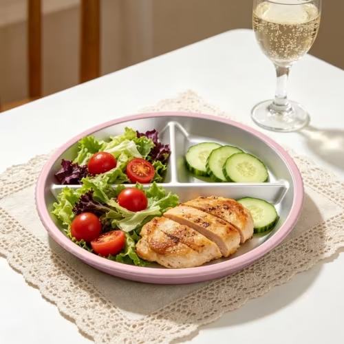 Stainless Steel Divided Toddler Plate with Removable Silicone Suction Base