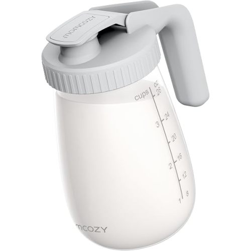 Momcozy Breast Milk Pitcher, Glass Storage Container Wide Mouth, 32oz Gray