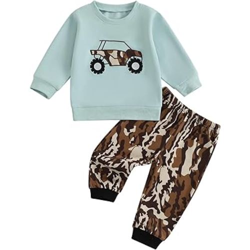 Mieeyali Toddler Kids Hunting Clothes Mallard Duck Half Zip Sweatshirt Camo Country Shirt Pants Set Fall Winter Outfits