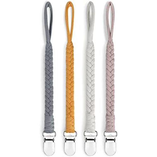 Sugee Pacifier Clip for Baby Boys Girls Paci Holder Universal Braided Pacifier Holder Leash Soothie Binky Clips by Hand-Made Braided 4 Pack