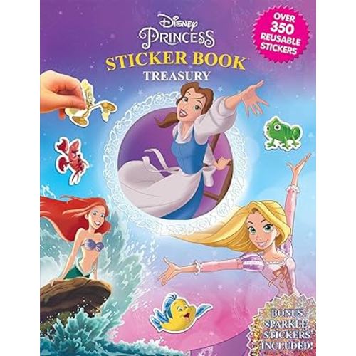 Disney Princess Sticker Book Treasury - Activity Books for kids, 350 reusable stickers, 96 pages of fun
