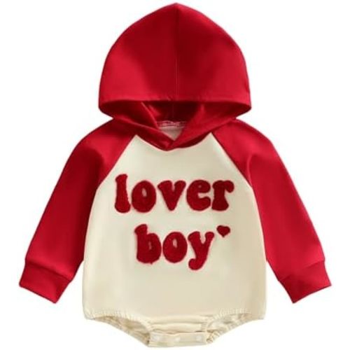 Thorn Tree Baby Boy Valentines Outfit Hooded Sweatshirt Bubble Romper Newborn Sweater Infant Onesie Hoodie