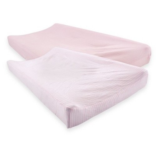 Touched by Nature Baby Girl Organic Cotton Changing Pad Cover, Barely Pink, One Size
