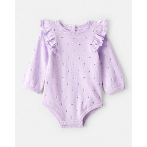 Baby Girl Long-Sleeve Sweater Bodysuit - Purple