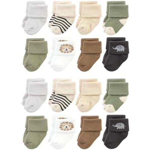 Hudson Baby Unisex Cotton Rich Baby Terry Socks 16-Pack