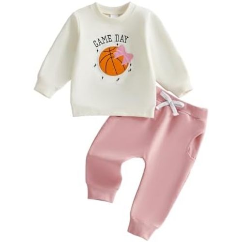 Toddler Baby Girl Fall Clothes Football Outfit Long Sleeve Sweatshirt Pullover Tops Jogger Pant Set