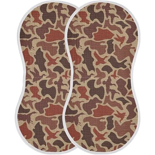 Duck Camo Baby Muslin Burp Cloths for Newborn Boys Girls, 4 Layer Cotton Soft Absorbent Baby Burping Washcloths 2 Pack