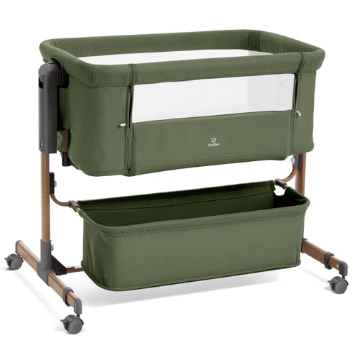 3 in 1 Baby Bassinet, Rocking Bassinet, Bedside Bassinet, 6-Height Adjustable, Bassinet Bedside Sleeper, Bedside Bassient for Baby with Comfy Mattress, Breathable Mesh, Large Storage Basket